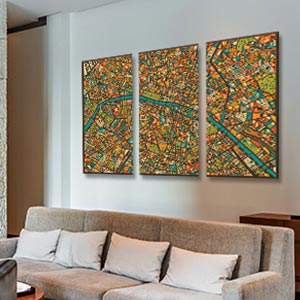 3-Piece Maps Art Prints